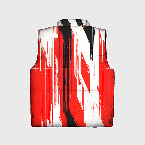 Детский жилет Вертикальные чёрно-белые линии на красном фоне / 3D-Красный – фото 2