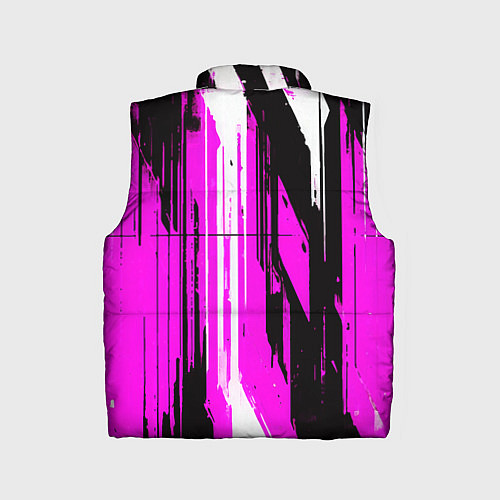 Детский жилет Вертикальные чёрно-белые линии на розовом фоне / 3D-Светло-серый – фото 2