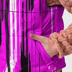 Детский жилет Вертикальные чёрно-белые линии на розовом фоне, цвет: 3D-светло-серый — фото 2