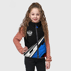 Детский жилет Герб России - спортивная абстракция, цвет: 3D-черный — фото 2