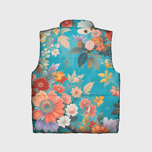 Детский жилет Цветочки на голубом фоне / 3D-Черный – фото 2