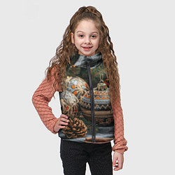 Детский жилет Новогодние шары и шишки, цвет: 3D-светло-серый — фото 2