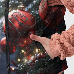 Детский жилет Красные новогодние шары с узорами, цвет: 3D-светло-серый — фото 2