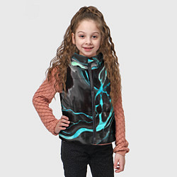 Детский жилет Голубые флюиды на чёрном фоне, цвет: 3D-красный — фото 2