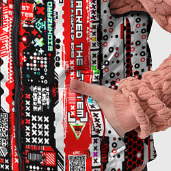 Детский жилет Киберпанк паттерн красный, цвет: 3D-светло-серый — фото 2