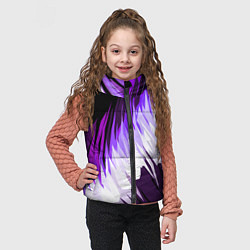 Детский жилет Бело-фиолетовые острые полосы на чёрном фоне, цвет: 3D-красный — фото 2