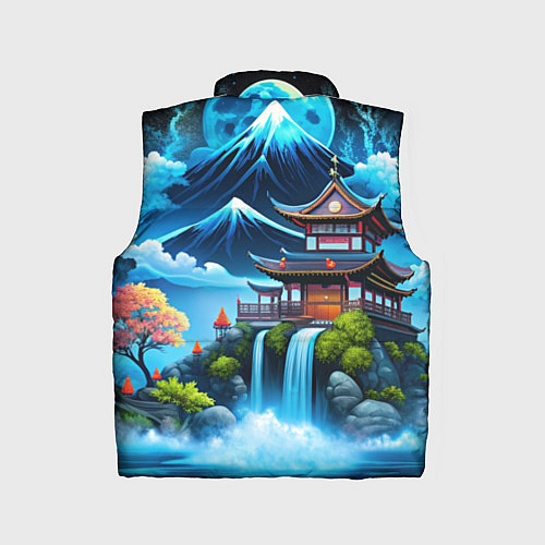 Детский жилет Водопад и горы Японии / 3D-Черный – фото 2
