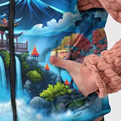 Детский жилет Водопад и горы Японии, цвет: 3D-черный — фото 2