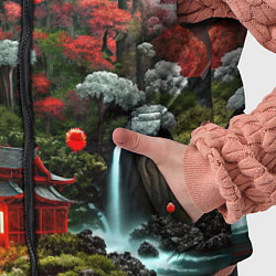 Детский жилет Японская гора природа, цвет: 3D-красный — фото 2