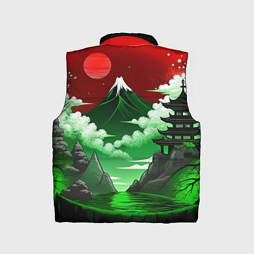 Детский жилет Япония красно-зеленая природа / 3D-Черный – фото 2