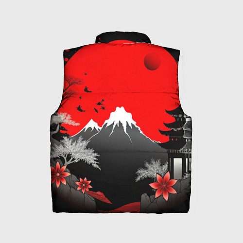 Детский жилет Японская гора и красная луна / 3D-Черный – фото 2