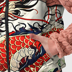 Детский жилет Красный дракон в японском стиле ирезуми, цвет: 3D-светло-серый — фото 2