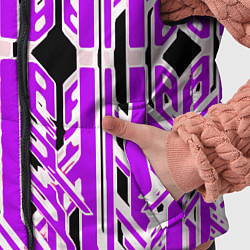 Детский жилет Бело-фиолетовые техно полосы на чёрном фоне, цвет: 3D-красный — фото 2