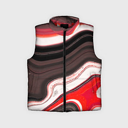 Детский жилет Волнистые горизонтальные чёрно-красные полосы на б, цвет: 3D-красный