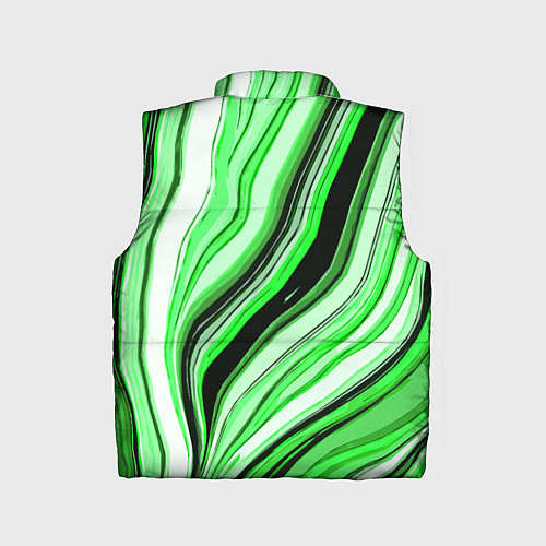 Детский жилет Волнистые вертикальные чёрно-зелёные полосы / 3D-Светло-серый – фото 2