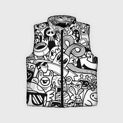 Детский жилет Black and white doddle monsters, цвет: 3D-светло-серый