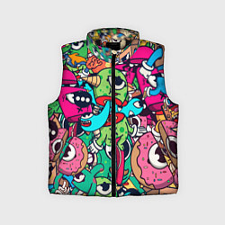 Детский жилет Color doodle monsters, цвет: 3D-черный
