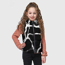 Детский жилет Белые абстрактные полосы на чёрном фоне, цвет: 3D-красный — фото 2