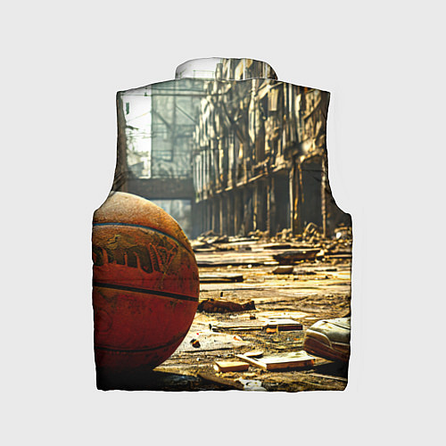 Детский жилет Баскетбольный мяч и город постапокалипсиса / 3D-Светло-серый – фото 2