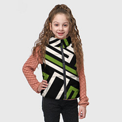 Детский жилет Прямоугольники по диагонали-зеленый, черный, цвет: 3D-светло-серый — фото 2