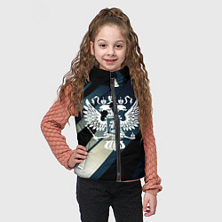 Детский жилет Герб России Двуглавый орёл чёрно-синий, цвет: 3D-черный — фото 2