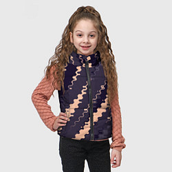 Детский жилет Фиолетовый с бежевым искажённые полосы, цвет: 3D-черный — фото 2