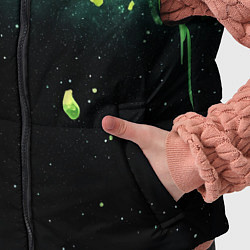 Детский жилет Зеленая стекающая краска по черному фону, цвет: 3D-красный — фото 2