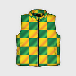 Детский жилет Желтый и зеленый геометрический паттерн, цвет: 3D-черный