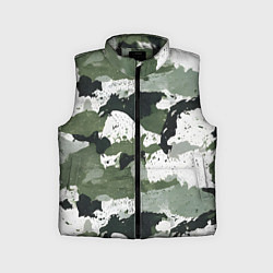 Детский жилет Зеленый фактурный камуфляж, цвет: 3D-черный