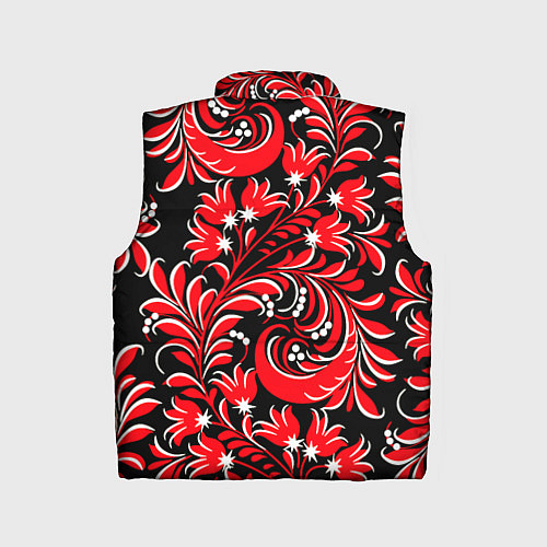 Детский жилет Хохлома - красная роспись / 3D-Черный – фото 2
