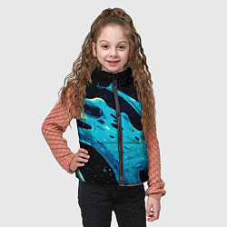 Детский жилет Синие волны краски на черном, цвет: 3D-черный — фото 2