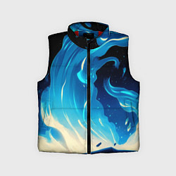 Детский жилет Бело-синее пламя из абстрактных красок, цвет: 3D-красный