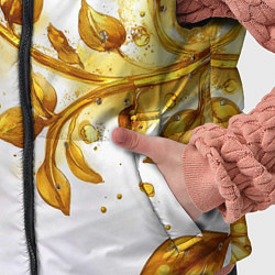 Детский жилет Золотые листья на белом, цвет: 3D-черный — фото 2