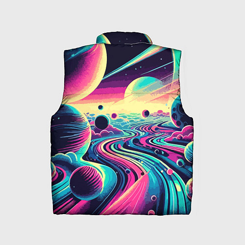 Детский жилет Неоновый разноцветный космос / 3D-Черный – фото 2