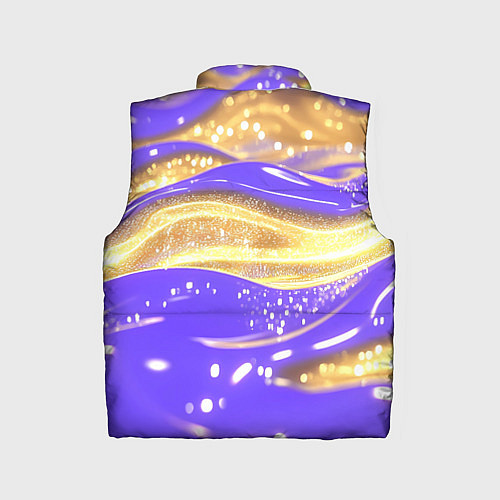 Детский жилет Фиолетово-золотая жидкая текстура / 3D-Черный – фото 2