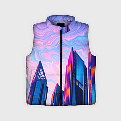 Детский жилет Абстракция с небоскребами, цвет: 3D-светло-серый