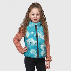 Детский жилет Белые одуванчики на бирюзовом фоне, цвет: 3D-черный — фото 2