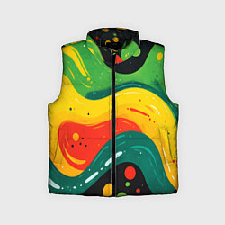 Детский жилет Желто-зеленая краска текстура, цвет: 3D-черный