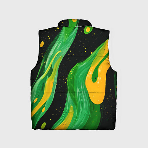 Детский жилет Зелено-желтая краска на черном / 3D-Черный – фото 2