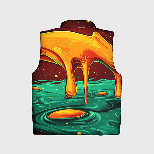 Детский жилет Оранжевая клякса текстура / 3D-Черный – фото 2