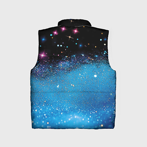 Детский жилет Синяя текстура из блестящих звездочек / 3D-Черный – фото 2
