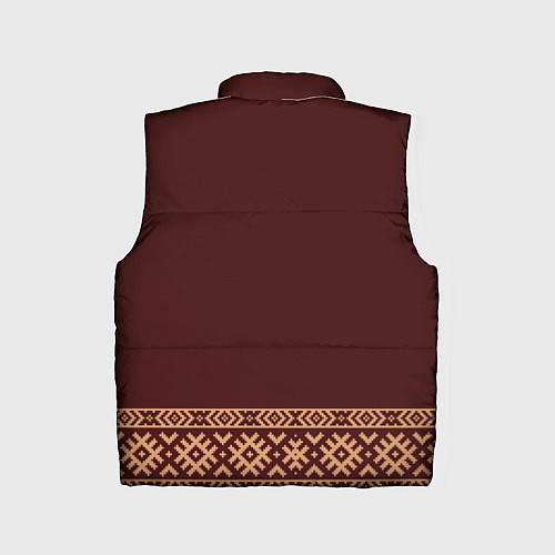 Детский жилет Золотой узор на бордовом - вышиванка рубаха / 3D-Черный – фото 2