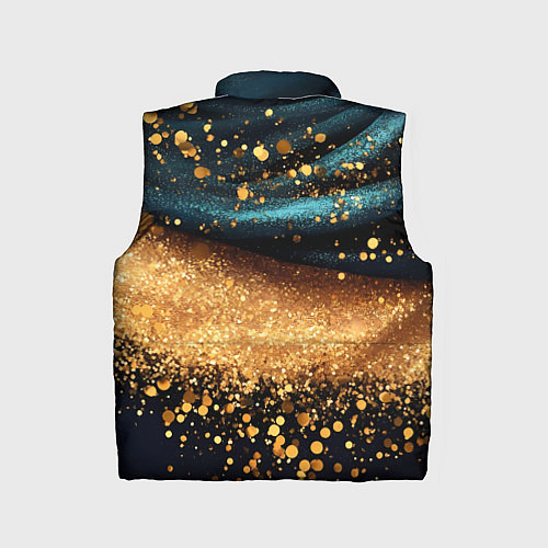 Детский жилет Золотинки на бирюзовой текстуре / 3D-Черный – фото 2
