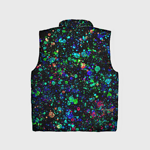 Детский жилет Чёрный с брызгами сине-зелёными абстракция / 3D-Черный – фото 2