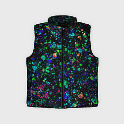 Детский жилет Чёрный с брызгами сине-зелёными абстракция, цвет: 3D-черный