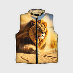 Детский жилет Лев в пустыне, цвет: 3D-черный