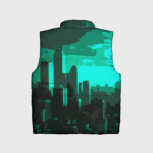Детский жилет Стилизованный город бирюзовый / 3D-Черный – фото 2