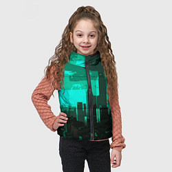 Детский жилет Стилизованный город бирюзовый, цвет: 3D-черный — фото 2