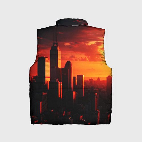 Детский жилет Стилизованный город оранжевый закат / 3D-Черный – фото 2