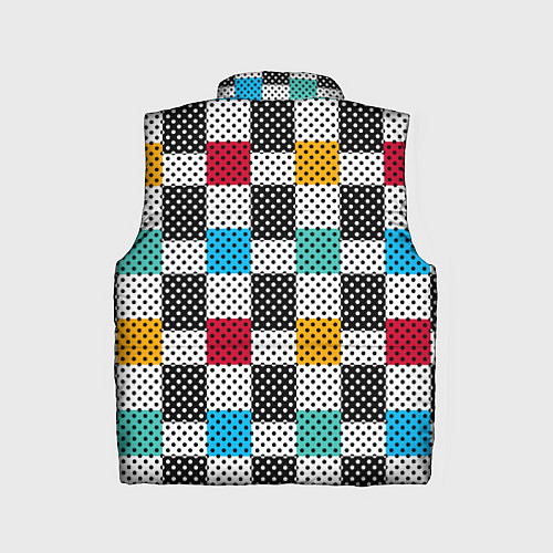 Детский жилет Узор в горошек пэчворк разноцветный / 3D-Черный – фото 2